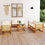 Footrests - vidaXL 9 Piece Garden Set with Cushion Cream Solid Acacia Wood - VIDAXL / DROPSHIPPINGXL