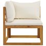 Lawn sofas   - vidaXL 3-Seater Garden Sofa with Cushion Cream Acacia Wood - VIDAXL / DROPSHIPPINGXL
