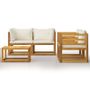 Footrests - vidaXL 5 Piece Garden Set with Cushion Cream Solid Acacia Wood - VIDAXL / DROPSHIPPINGXL