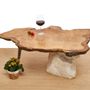 Tables basses - table unique en chatenier et pierre rustique style japonais - VAN DEN HEEDE-FURNITURE-ART-DESIGN
