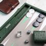 Cadeaux - Backgammon Vert - Cuir Vegan Autruche - Large - VIDO LUXURY BOARD GAMES