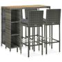 Writing desks - vidaXL 5 Piece Garden Bar Cabinet and Cushions Poly Rattan Gray - VIDAXL / DROPSHIPPINGXL