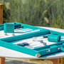 Leather goods - Backgammon Set Turquoise - Alligator Vegan Leather - Medium - VIDO LUXURY BOARD GAMES