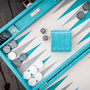 Leather goods - Backgammon Set Turquoise - Alligator Vegan Leather - Medium - VIDO LUXURY BOARD GAMES