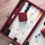 Leather goods - Backgammon Set Red - Lizard Vegan Leather - Medium - VIDO LUXURY BOARD GAMES