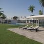 Lawn sofas   - Sun Lounger teak - aluminium - textiles Flex - MANUTTI