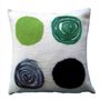 Fabric cushions - Decorative cushion  Dots with hand-felted design in merino wool and silk on linen fabric. - ELENA KIHLMAN