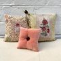 Fabric cushions - Vintage Rose Linen Cushion by Tharangini Studio - NEST