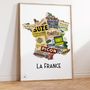 Poster - Map of France of alcohols - ATELIER VAUVENARGUES
