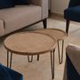 Tables basses - Tables gigognes en rotin, fer et bois, lot de 2 - FLECK