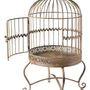 Decorative objects - Iron Line - Green Metal Parrot Cage With Pedestal - Outdoor decorative accessories - NOVITA' HOME