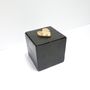 Coffrets et boîtes - Boîte cubique en ardoise naturelle, coeur en ardoise et feuille d'or - LE TRÈFLE BLEU