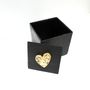 Caskets and boxes - Cubic box in natural slate, heart in slate and gold leaf - LE TRÈFLE BLEU