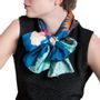Scarves - Silk twill scarves, “Volcans” collection blue sky - artist's scarf - CÉLINE DOMINIAK