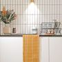 Tea towel - BLOCK WINDOW GRID gold tea towel - KVP - TEXTILE DESIGN