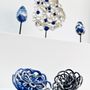 Unique pieces - White and Blue Porcelain Flower - GUENAELLE GRASSI