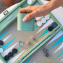 Petite maroquinerie - Backgammon Vert Menthe - Cuir Vegan Lézard - Large - Jeu de Société - VIDO LUXURY BOARD GAMES