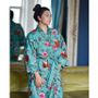 Sleepwear - DG415 Teal exotic flower printed dressing gown - POWELL CRAFT