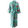 Sleepwear - DG415 Teal exotic flower printed dressing gown - POWELL CRAFT