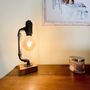 Lampes à poser - Lampe à poser avec pied en métal et bois, ampoule Edison vintage - L'ATELIER DES CREATEURS