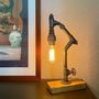 Lampes de bureau  - Lampe de bureau en acier et bois pour déco industrielle et vintage - L'ATELIER DES CREATEURS