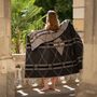 Throw blankets - Black & beige recycled cashmere wool throw - LA MAISON DE LA MAILLE