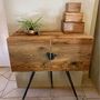 Chests of drawers - Old wood sideboard with 3 metal legs - LES SCULPTEURS DU LAC