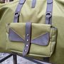 Bags and totes - Handmade "HERRA" Weekender Travel Bag in canvas and genuine leahter - ELENA KIHLMAN