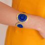Bijoux - Bracelet Manchette en Perles Miyuki tissées à la main Bleu Plaqué or Jonc - SÀNTIBÉ BIJOUX