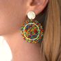 Bijoux - Boucles d'oreilles tissées main Perles Miyuki Multicolore Plaqué or "Mini Espagnola" - SÀNTIBÉ BIJOUX