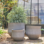 Pottery - STONE set of 3 fiberstone outdoor pots - D&M DECO
