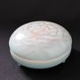 Ceramic - Hand painted Japanese celadon incense container with peony motif - YUKO KIKUCHI