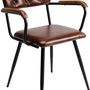 Armchairs - Chair with Armrest Salsa Leather Brown - KARE DESIGN GMBH