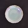 Tea and coffee accessories - Hand painted Japanese celadon round wave shaped small plate with wisteria motif - YUKO KIKUCHI