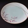 Tea and coffee accessories - Hand painted Japanese celadon plate with plum flower motif - YUKO KIKUCHI
