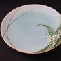 Tea and coffee accessories - Hand painted Japanese celadon plate with lily of the valley motif - YUKO KIKUCHI