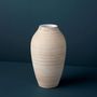 Vases - White Striped Mango Wood Vases - BE HOME