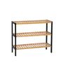 Shelves - AX72067 Bamboo and black shoe rack 70x26x58 cm - ANDREA HOUSE