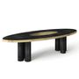 Dining Tables - Ray Oval Dining Table in Frisé Grey Sikomoro and Brushed Brass Details - DUISTT