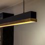 Suspensions - Lampe suspendue noir mat Symfano avec bord chêne européen véritable - FREZOLI LIGHTING
