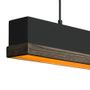 Hanging lights - Mat black hanging lamp Symfano with real european oak edge - FREZOLI LIGHTING