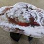 Unique pieces - Coffee table with fusin glass top - RECYCLAGE DESIGN RÉANIMATEUR D'OBJETS R & D