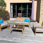 Fauteuils de jardin - Fauteuil de relaxation d'extérieur avec coussin Aquariva, en bois de teck massif de couleur naturelle - EZEÏS