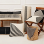 Fabric cushions - Stripe Lumbar Wool Pillow - Black - CASA AMAROSA