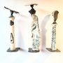 Sculptures, statuettes et miniatures - Sculpture avec transfert d'image persinnalisable sous raku - MARIE JUGE SCULPTEUR