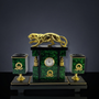 Clocks - TABLE CLOCK 1800s style in bronze plated, crystal and marble. - OLYMPUS BRASS