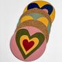 Tea and coffee accessories - S&B HEART Multicoloured Cork-Backed Coasters - SUMMERILL AND BISHOP