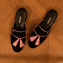 Vêtements de nuit - Pantoufle en velours fait main Villa - Noir et rose - HOOMIE