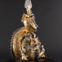 Sculptures, statuettes and miniatures - Protective Dragon Sculpture. Golden Luster and Red. Limited Edition - LLADRÓ