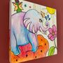 Paintings - All Wood Canvas Painting - Friends and Elephants - VERY LUCKY CRAFTSHOP